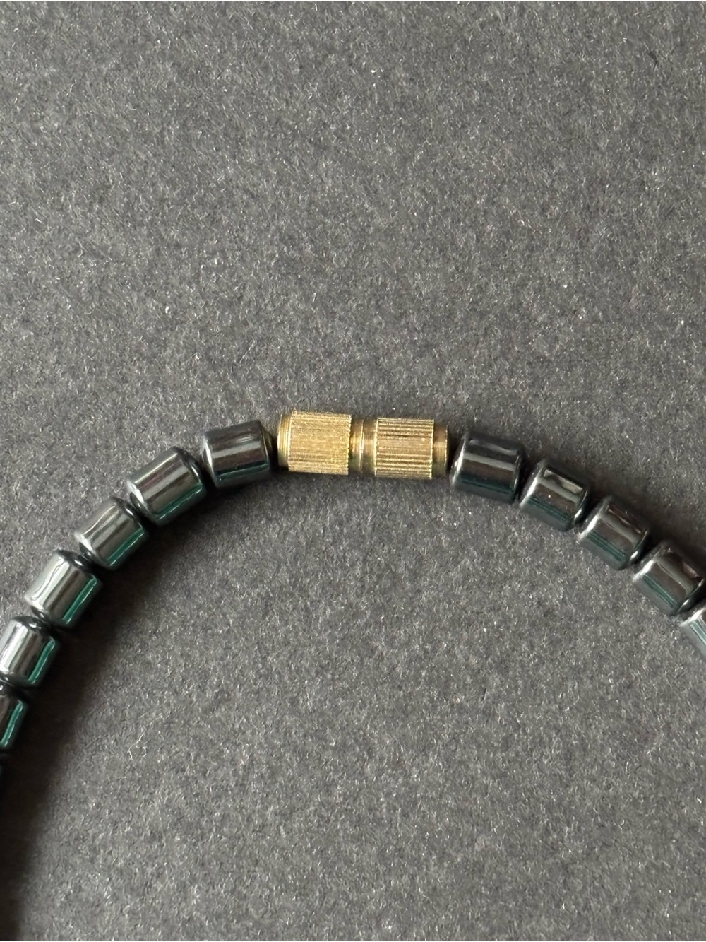 Vintage Hematite Bead Bracelet | Blue Cat Eye Accent Beads - Picture 6 of 8